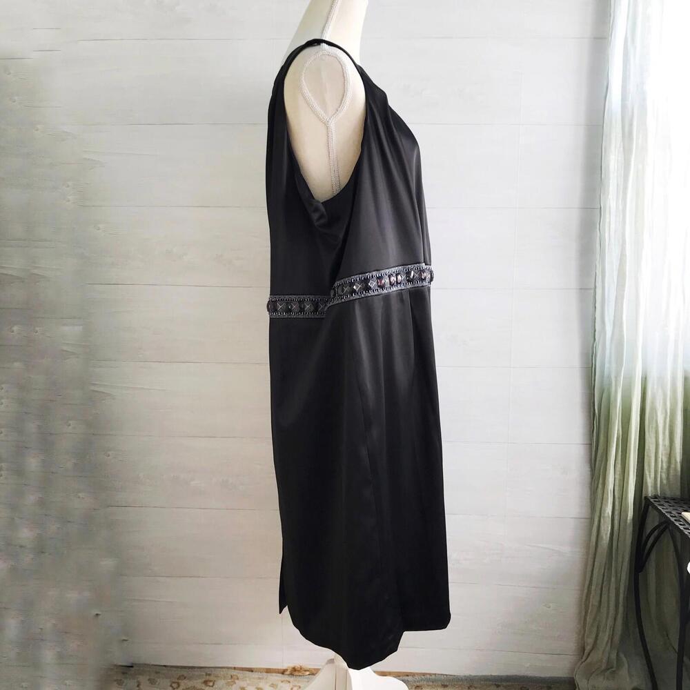 NWT Cachet - Black satin sheath dress beaded waist, 24W - Picture 3 of 5